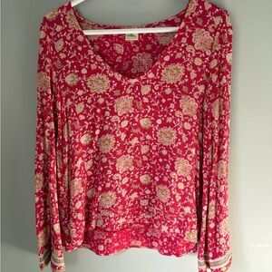 O'Neill Red and Cream Floral Blouse